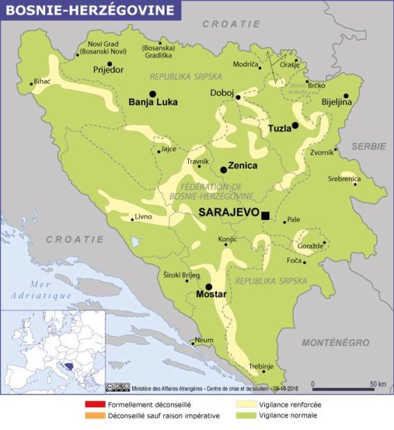 Carte des villes de Bosnie-Herzégovine