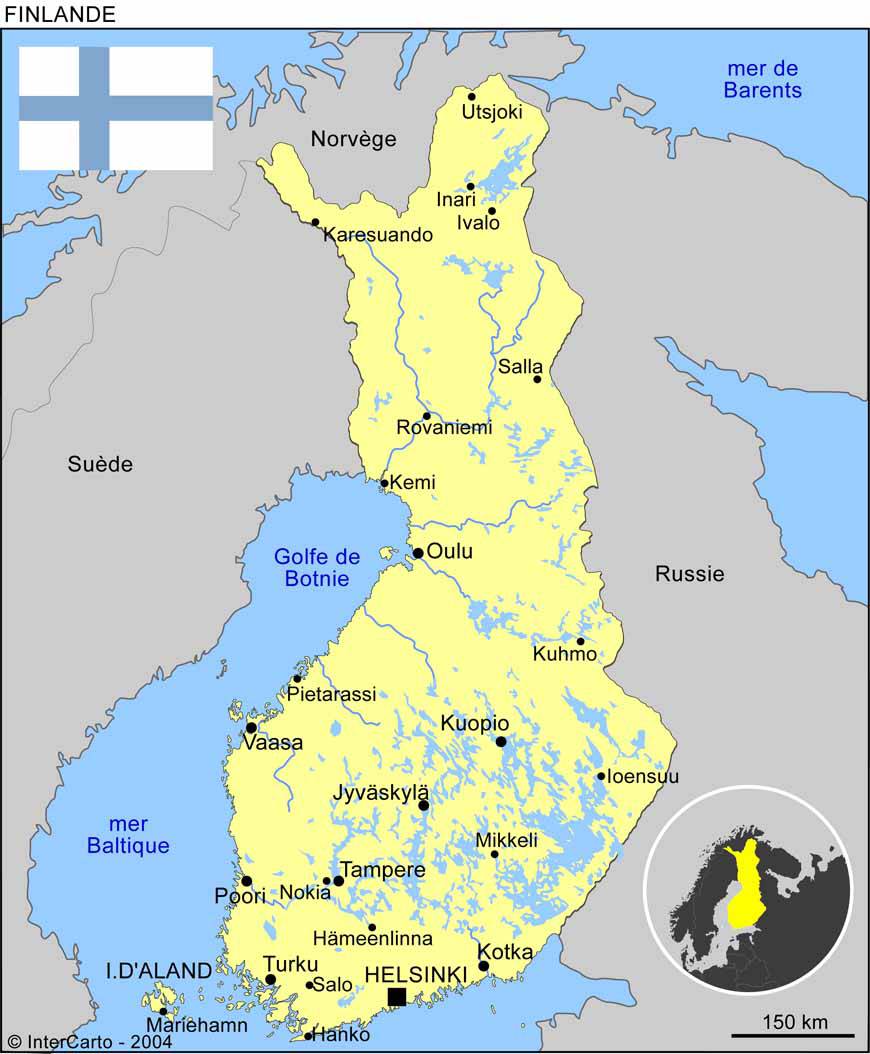 Carte de la Finlande Plusieurs cartes du pays du nord de l