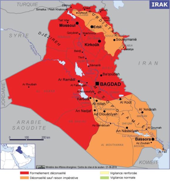 Carte des villes Irak