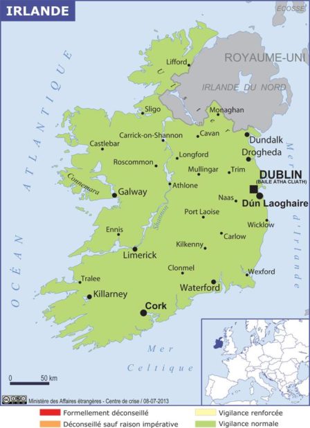 Carte des villes d'Irlande