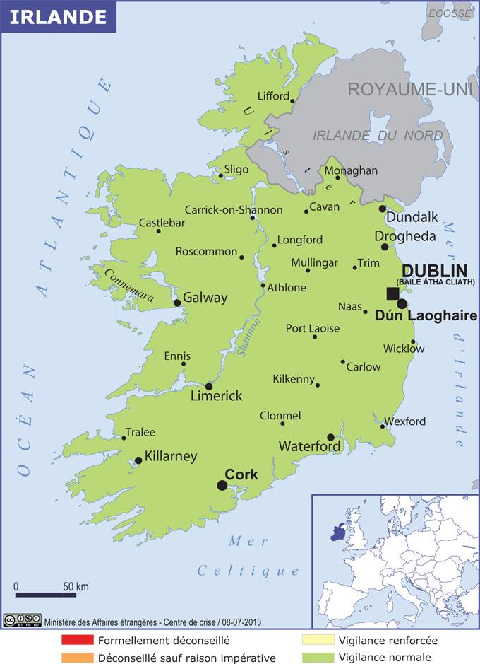 irlande carte des villes