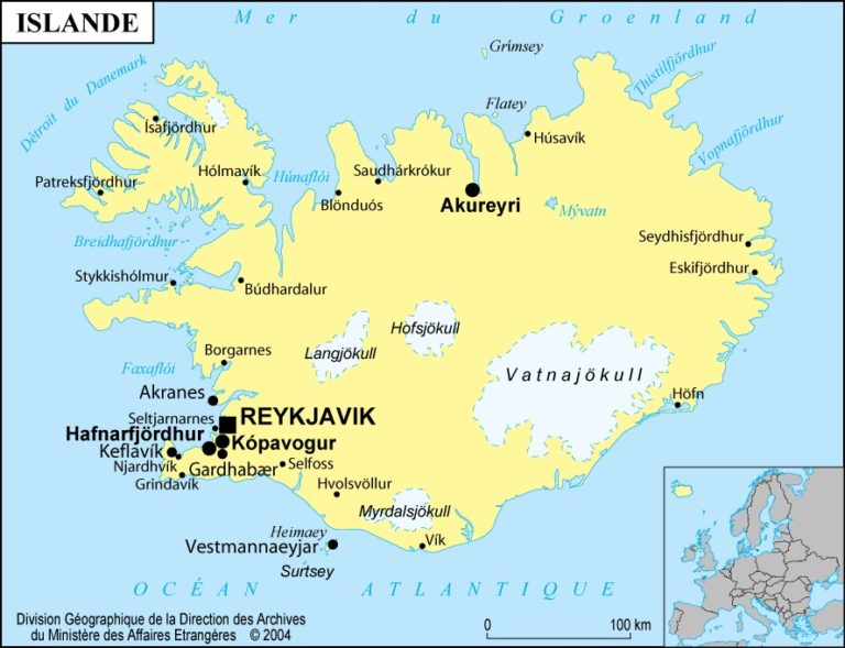 Carte de l'Islande - Plusieurs cartes de l'île du nord de l'Europe