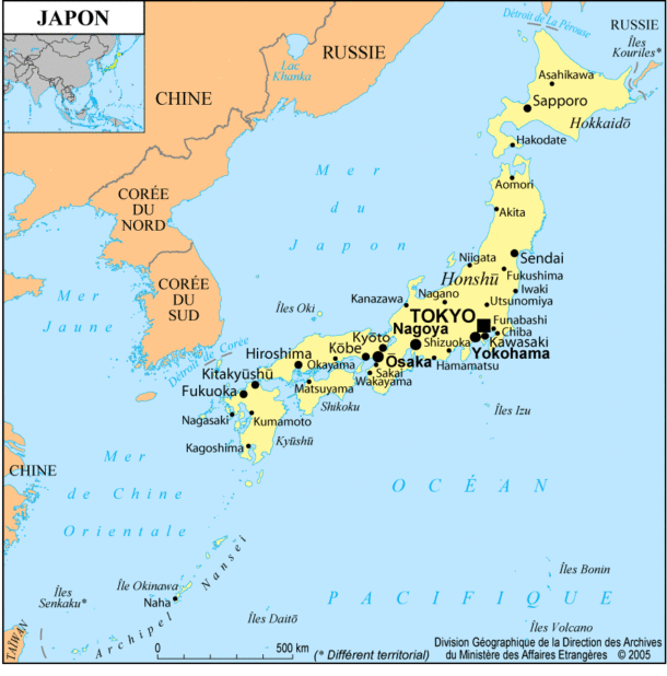 Carte des villes du Japon