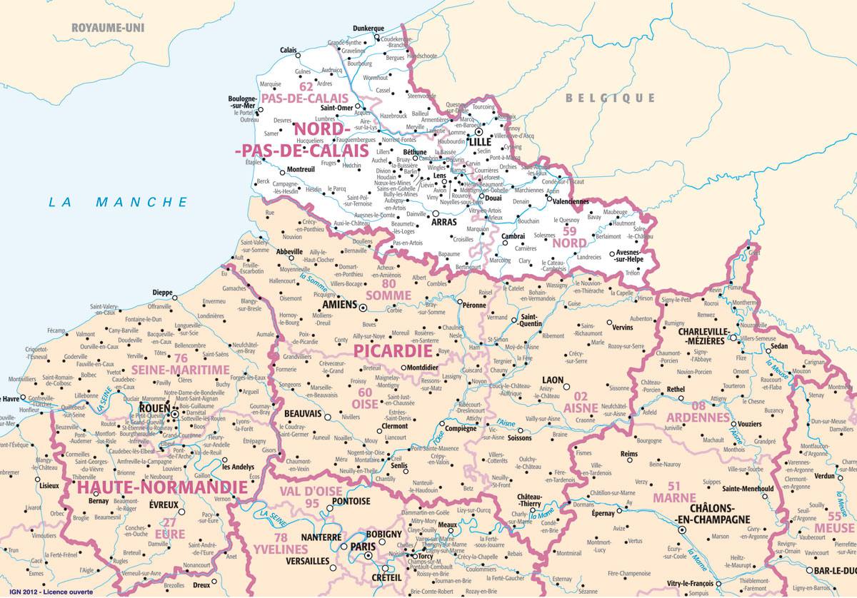 Ville Du Nord 4 Lettres Carte du Nord-Pas-de-Calais - Plusieurs cartes de la région