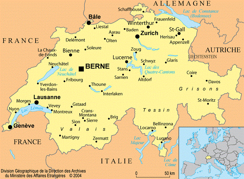 carte alsace et nord de la suisse