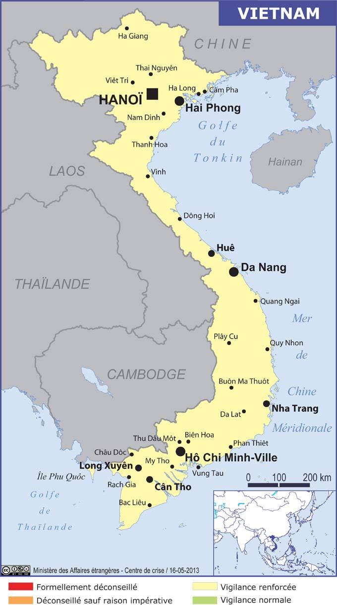 carte du vietnam du sud