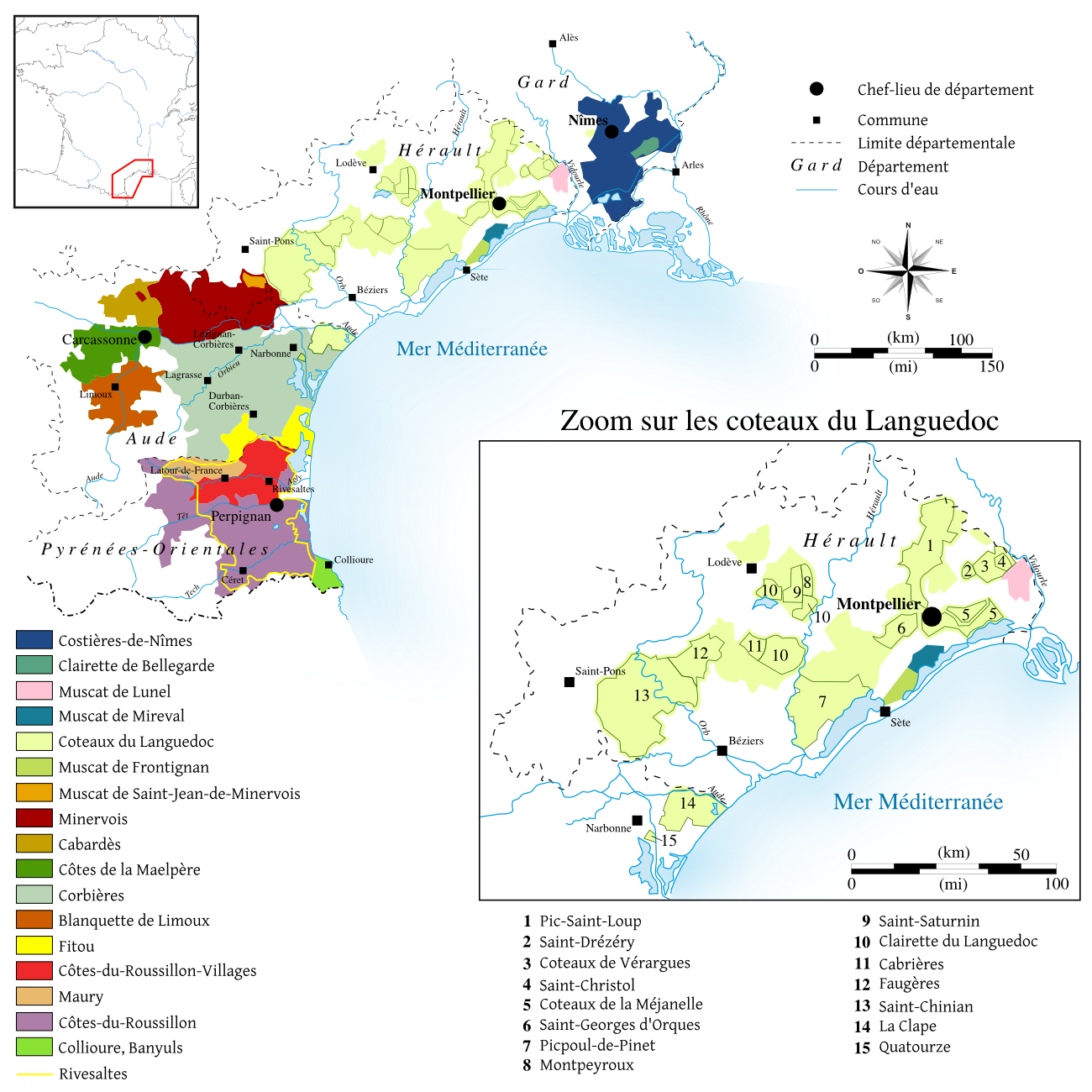 Carte des vins du Languedoc-Roussillon Carte des vins du Languedoc-Roussillon
