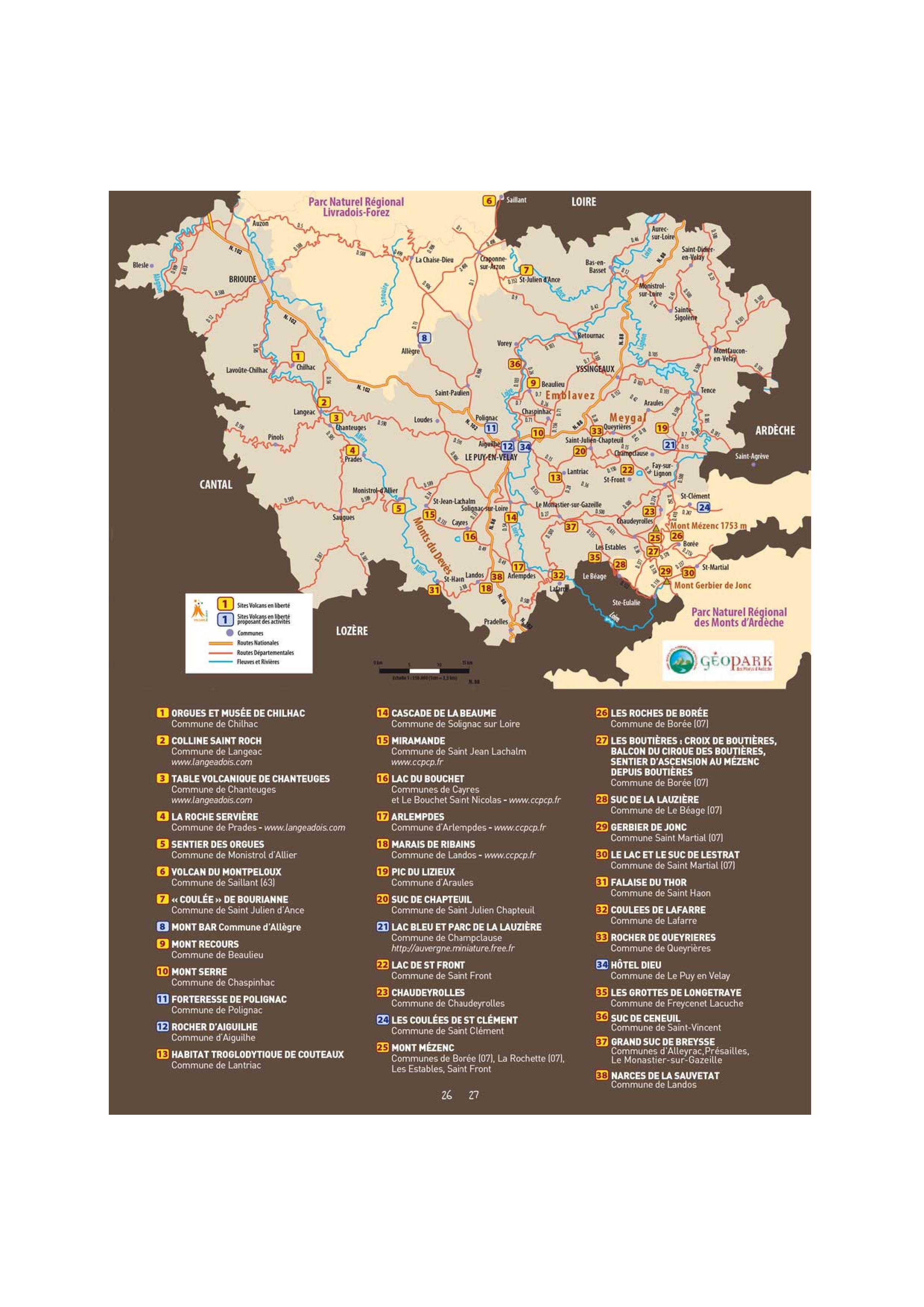 Carte des volcans de Haute-Loire Carte des volcans de Haute-Loire