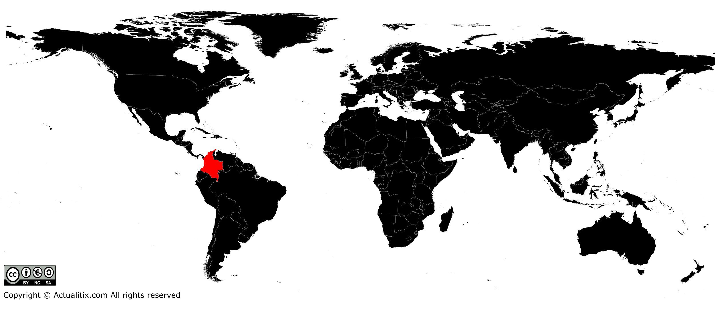 colombie sur la carte du monde