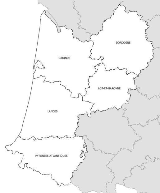 Carte des départements de l'Aquitaine
