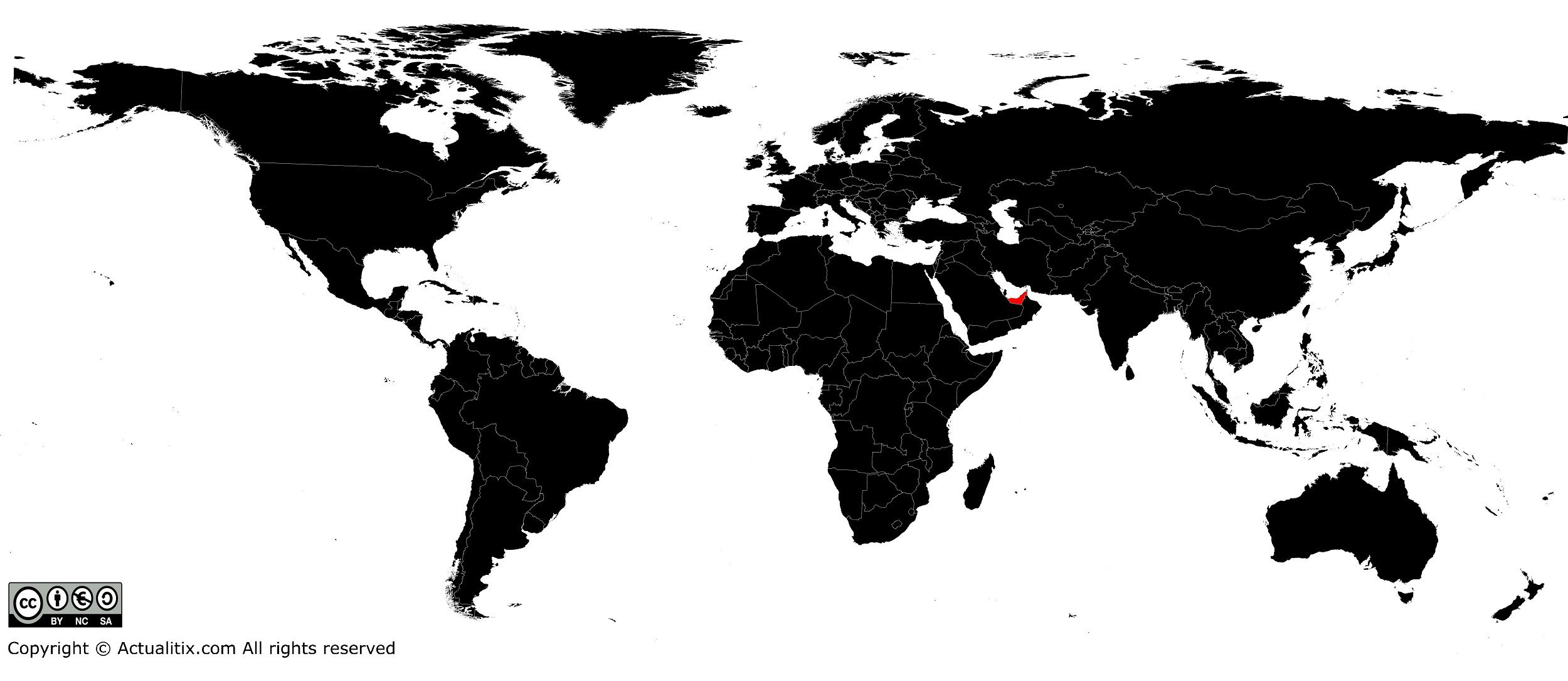 Emirats arabes unis sur une carte du monde