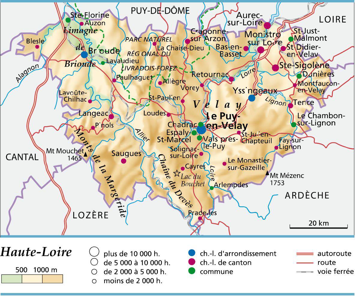 Carte De La Haute Loire Haute Loire Cartes Du D partement 43
