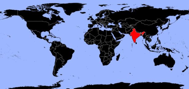 Inde sur une carte du monde