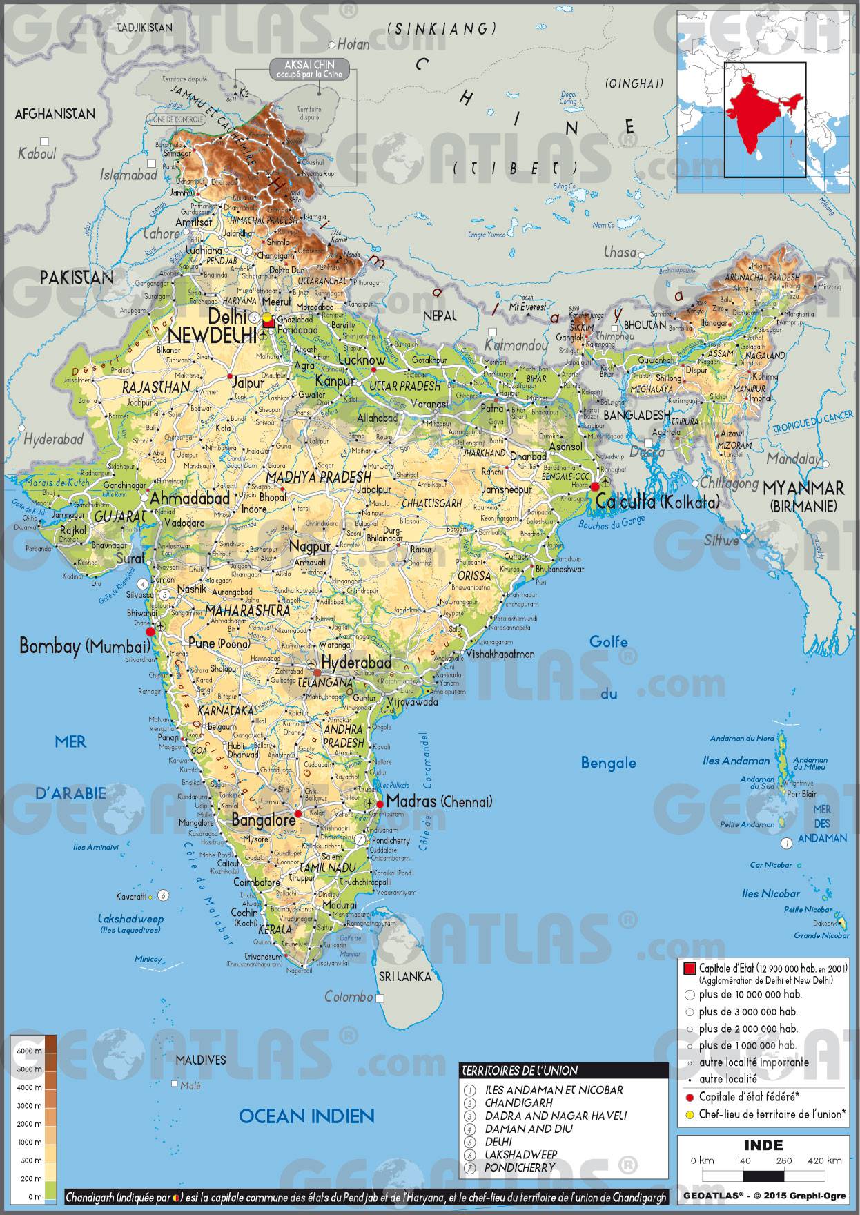  Carte  de l Inde  Plusieurs cartes  de l immense pays d 