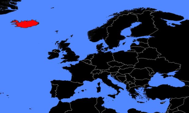 Islande sur une carte de l'Europe