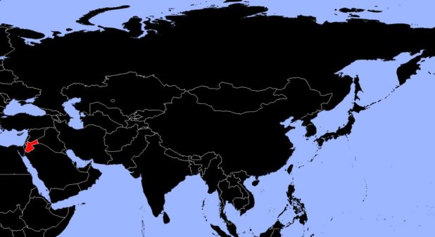 Jordanie sur une carte d'Asie