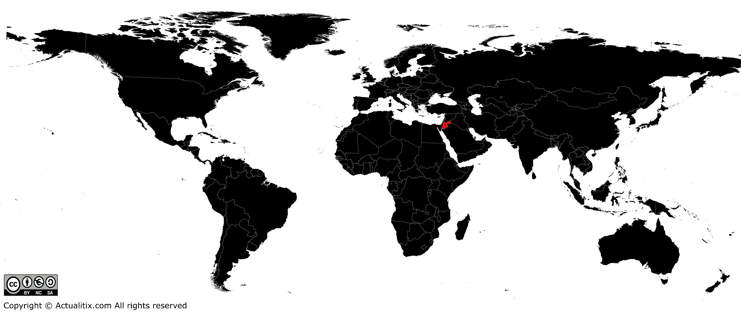 Jordanie sur une carte du monde