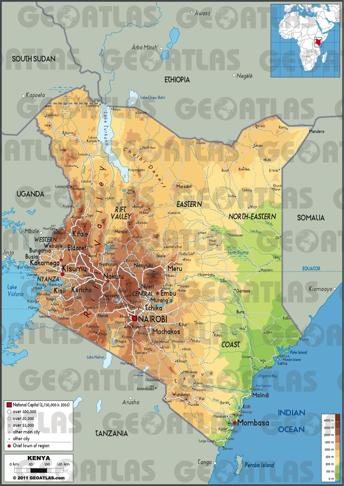 Carte du Kenya - Plusieurs cartes du pays d'Afrique