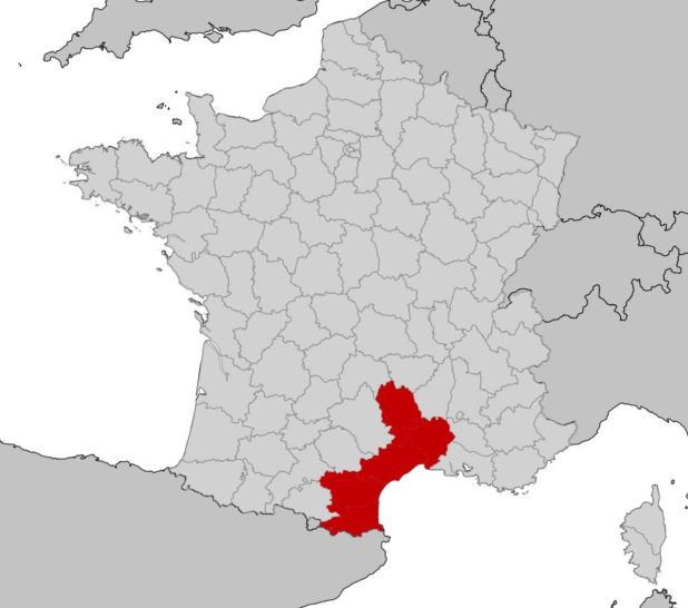 Languedoc-Roussillon sur une carte de France