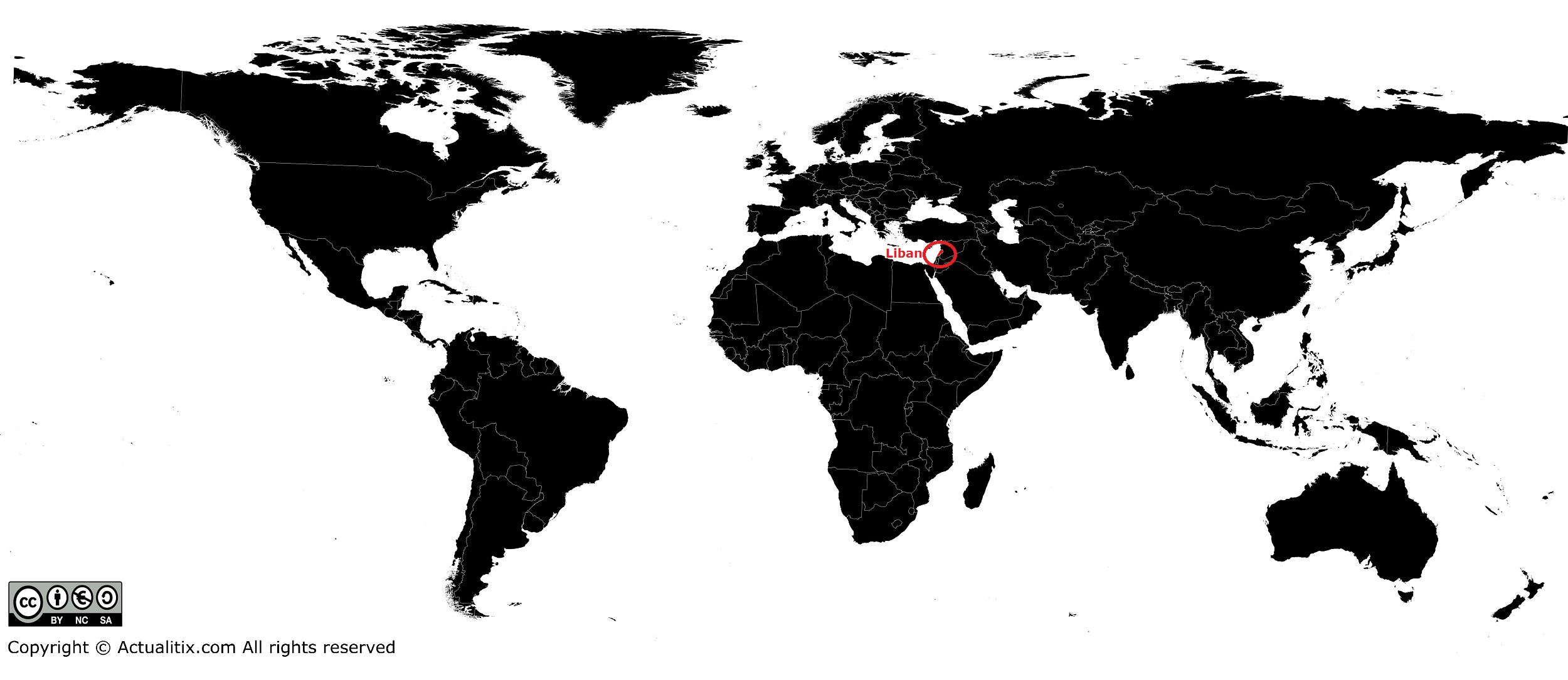 Liban sur la carte du monde