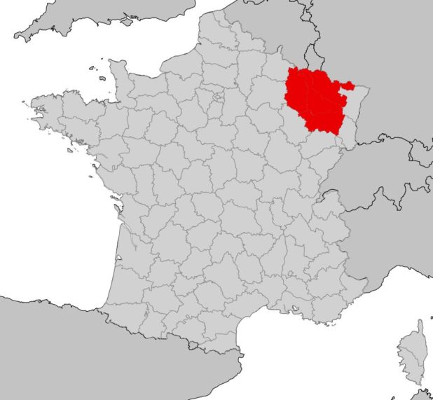 Région Lorraine sur une carte de France