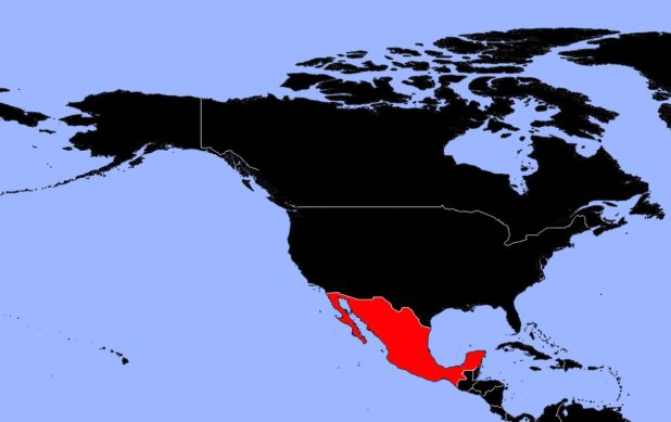 Mexique sur une carte d'Amérique du Nord et Centrale