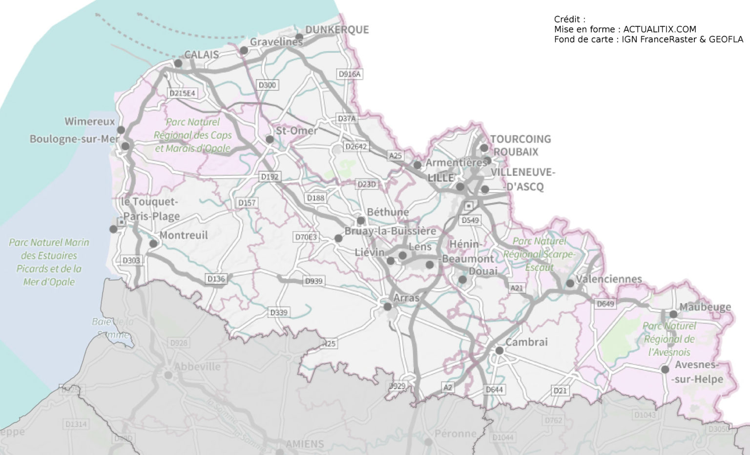 Carte du Nord-Pas-de-Calais - Plusieurs cartes de la région