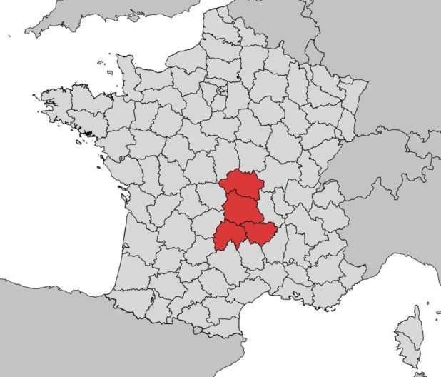 Où se trouve la région Auvergne sur une carte de France