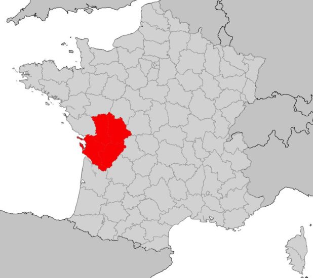 Poitou-Charente sur une carte de France