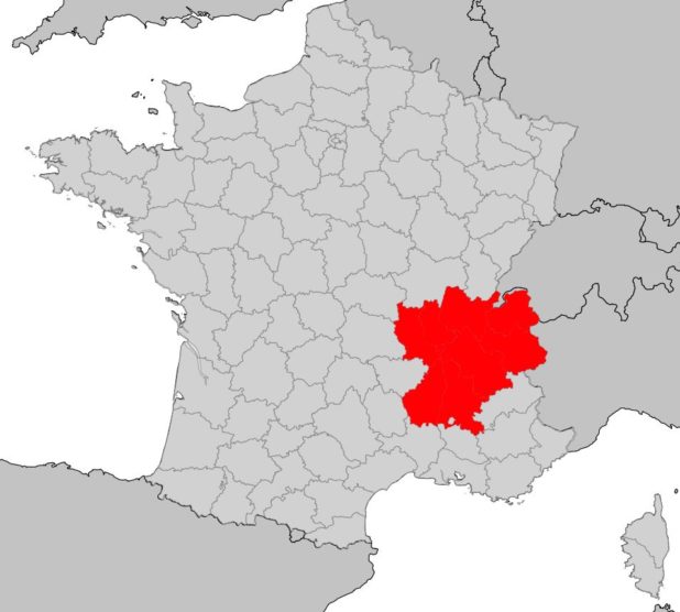 Rhône-Alpes sur une carte de France