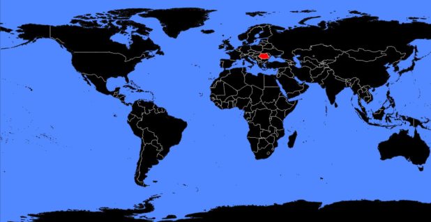 Roumanie sur une carte du monde