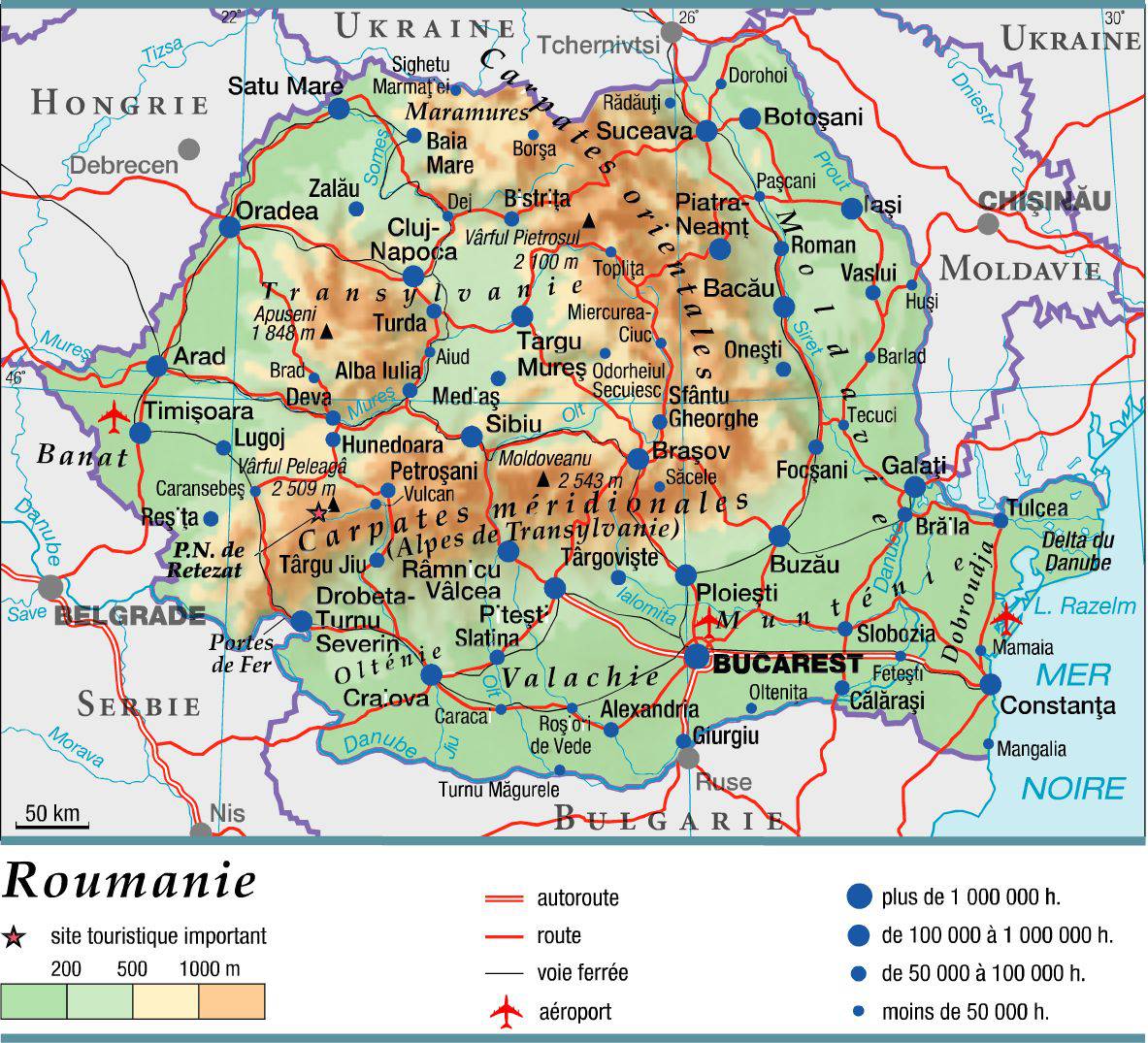 Carte de la Roumanie - Plusieurs cartes du pays - villes ...