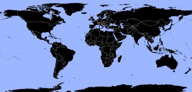 Suisse sur une carte du monde