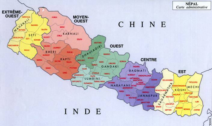 Autre carte administrative du Népal Autre carte administrative du Népal