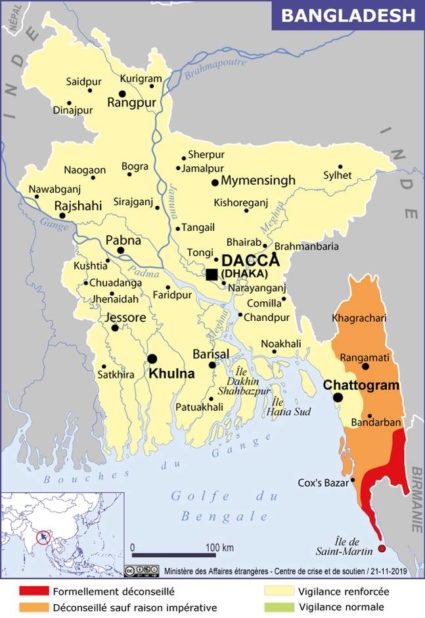 Carte des villes du Bangladesh