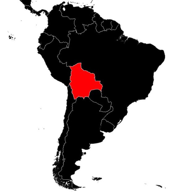 Bolivie sur une carte d'Amérique-du-Sud