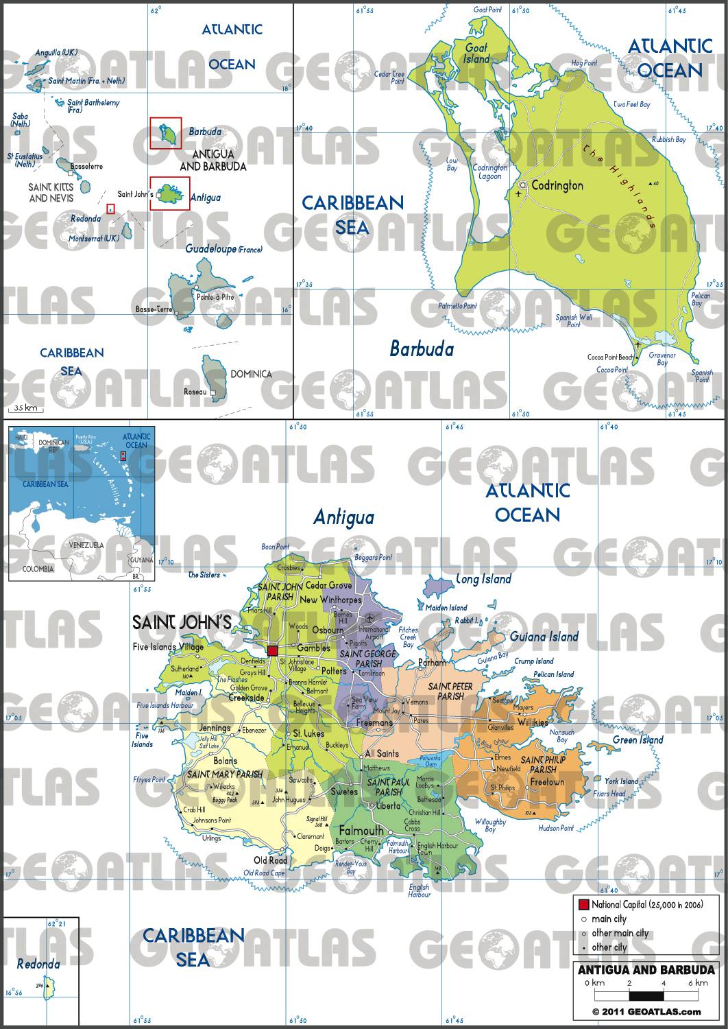 Carte administrative d'Antigua-et-Barbuda Carte administrative d'Antigua-et-Barbuda