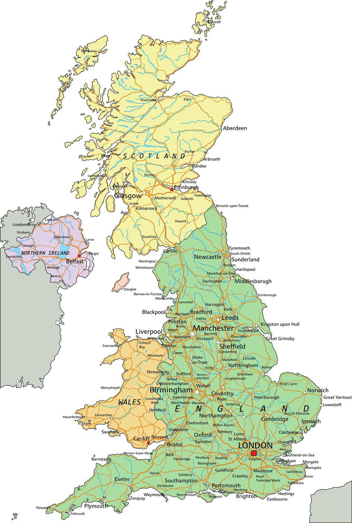 Carte administrative du Pays de Galles