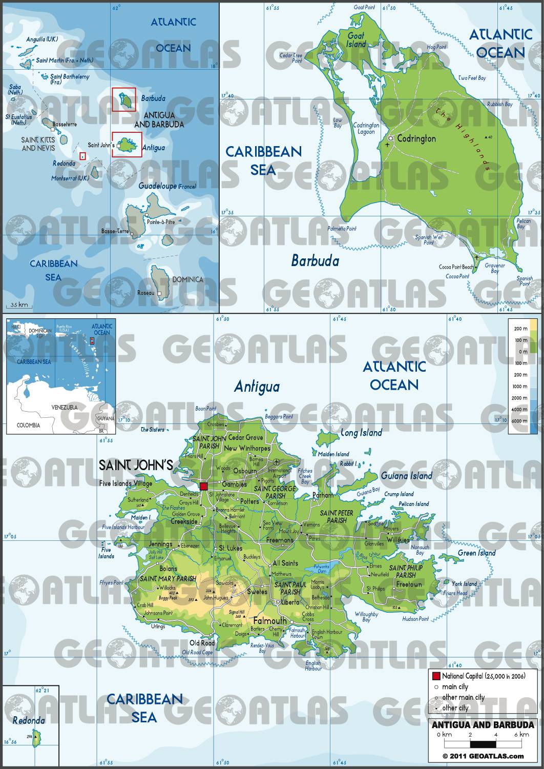 Carte d'Antigua-et-Barbuda Carte d'Antigua-et-Barbuda