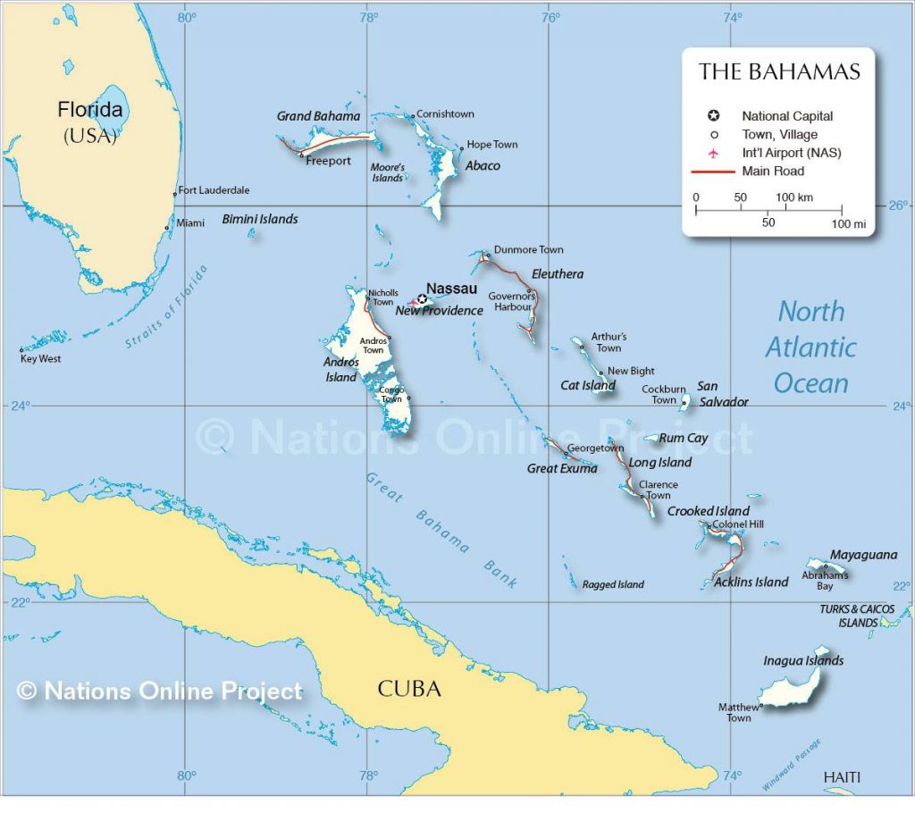 Cartes des Bahamas Plusieurs cartes du pays en Amérique