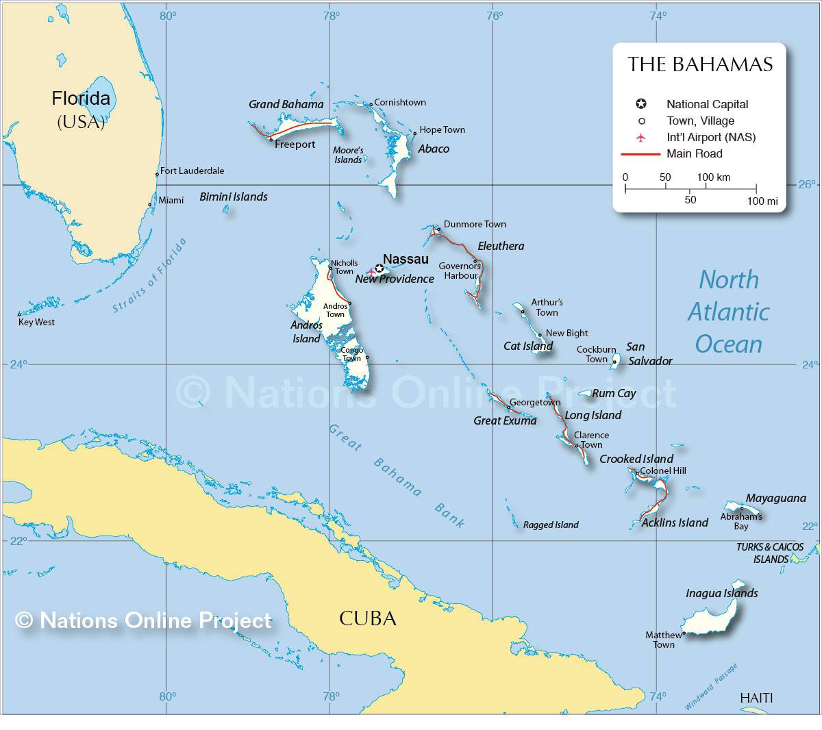 carte des bahamas