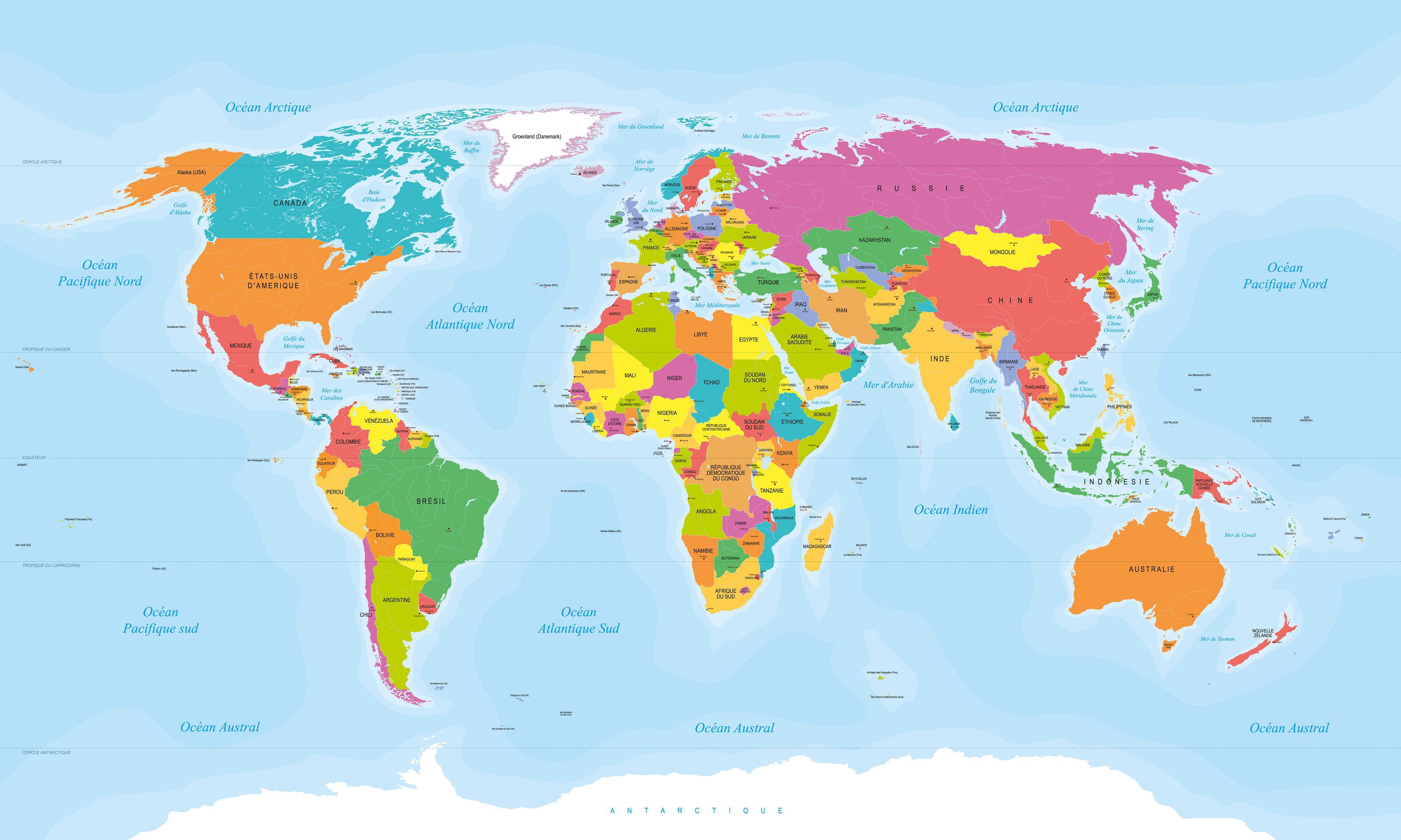 carte mondiale avec tous les pays