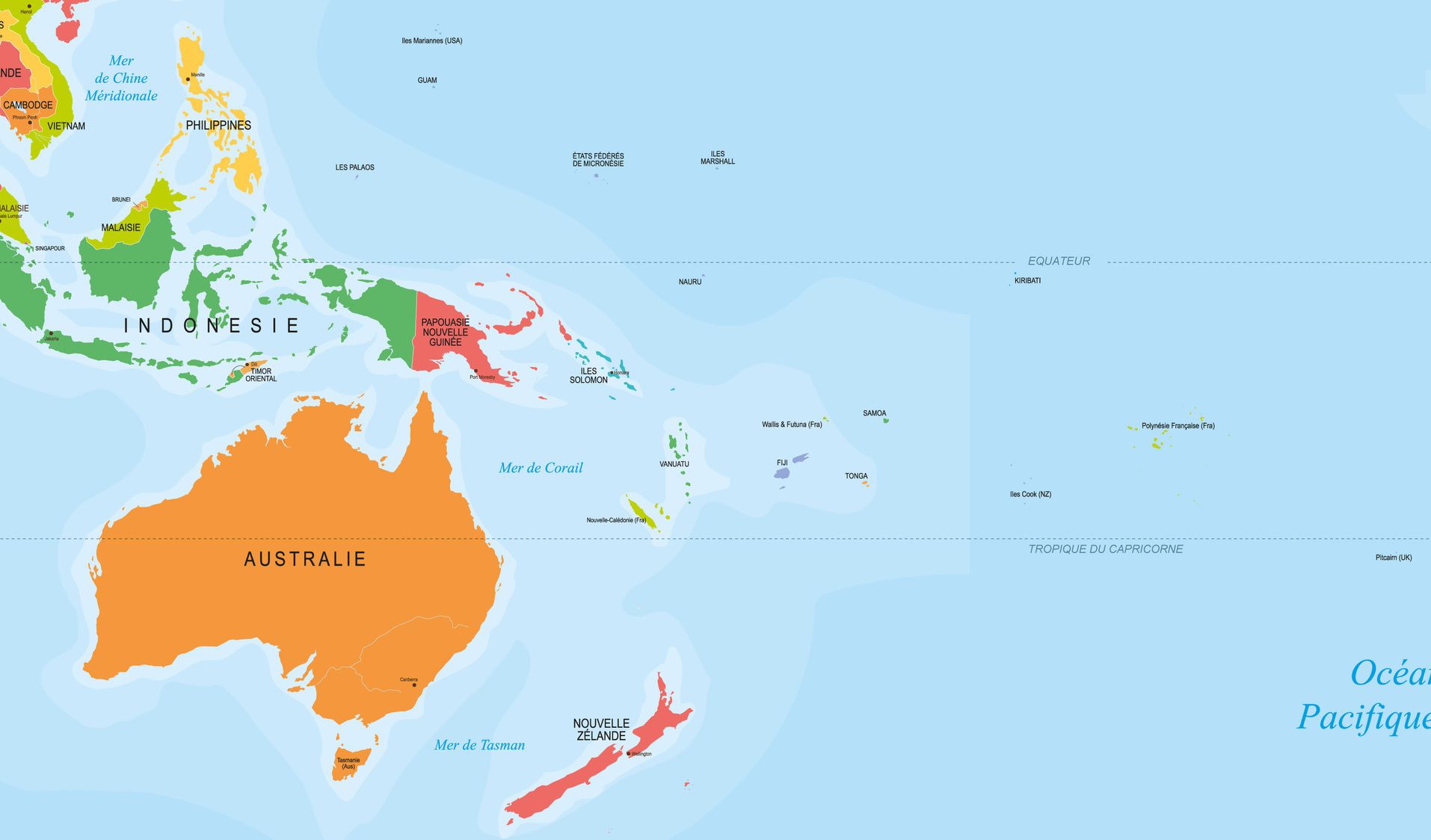 Capitales En Océanie Par Pays Carte Pour Les Localiser Sur