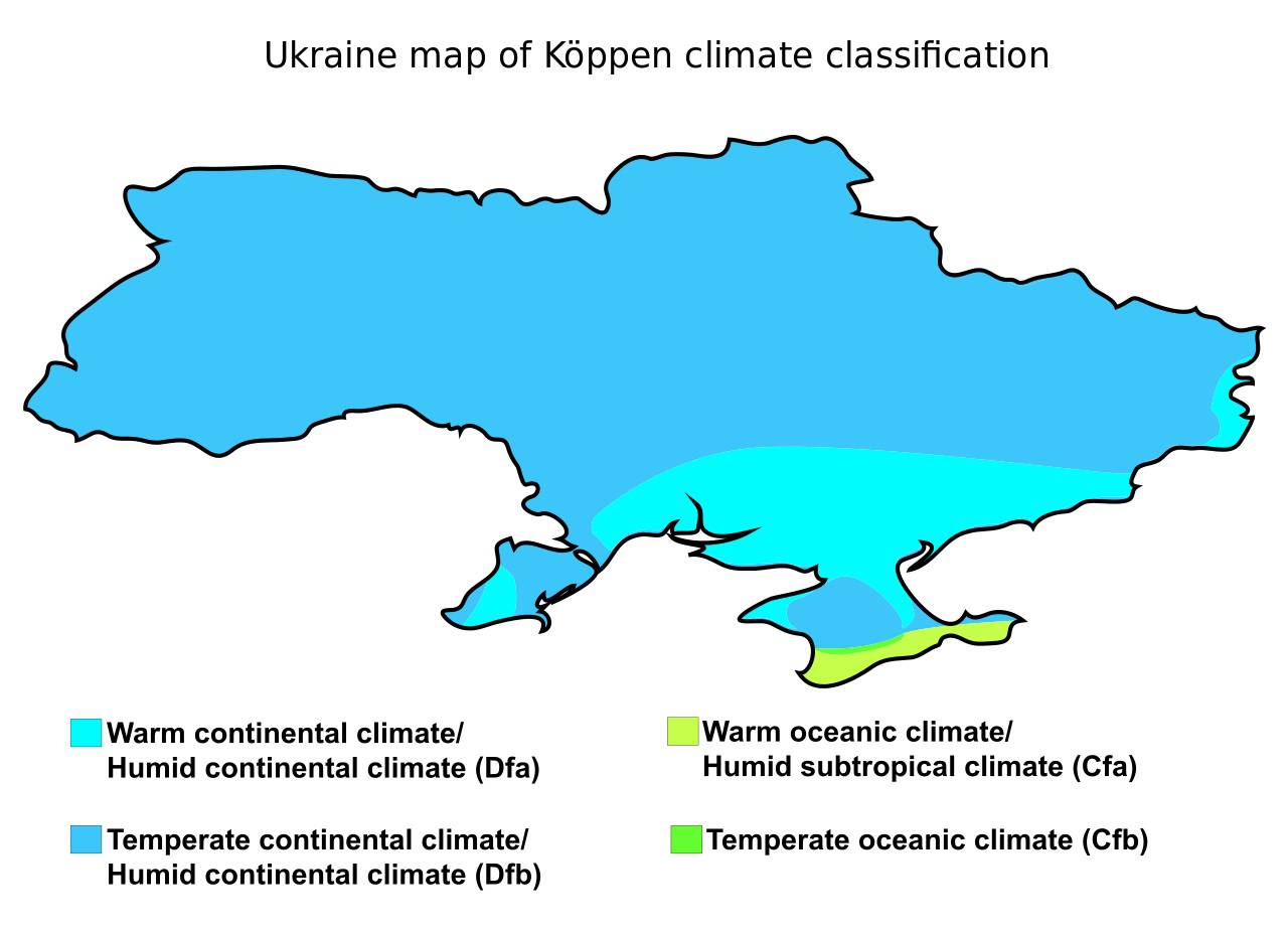 Carte du climat de l'Ukraine Carte du climat de l'Ukraine