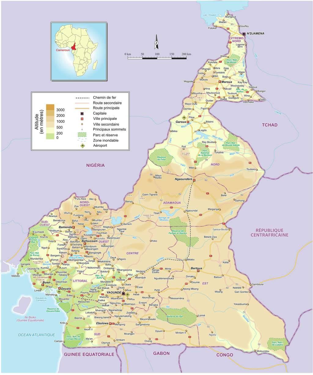 Carte détaillée du Cameroun Carte détaillée du Cameroun