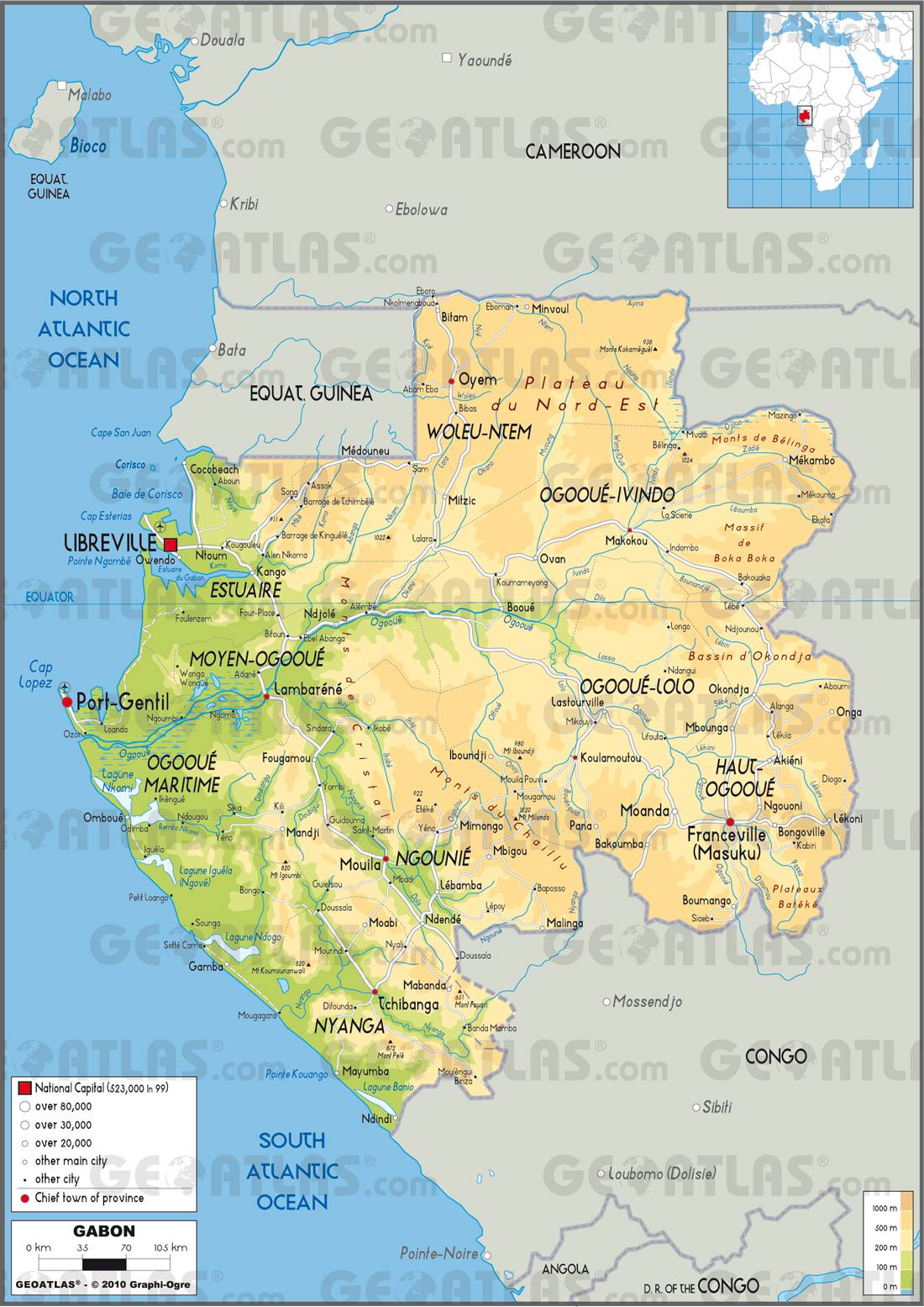 Carte détaillée du Gabon Carte détaillée du Gabon