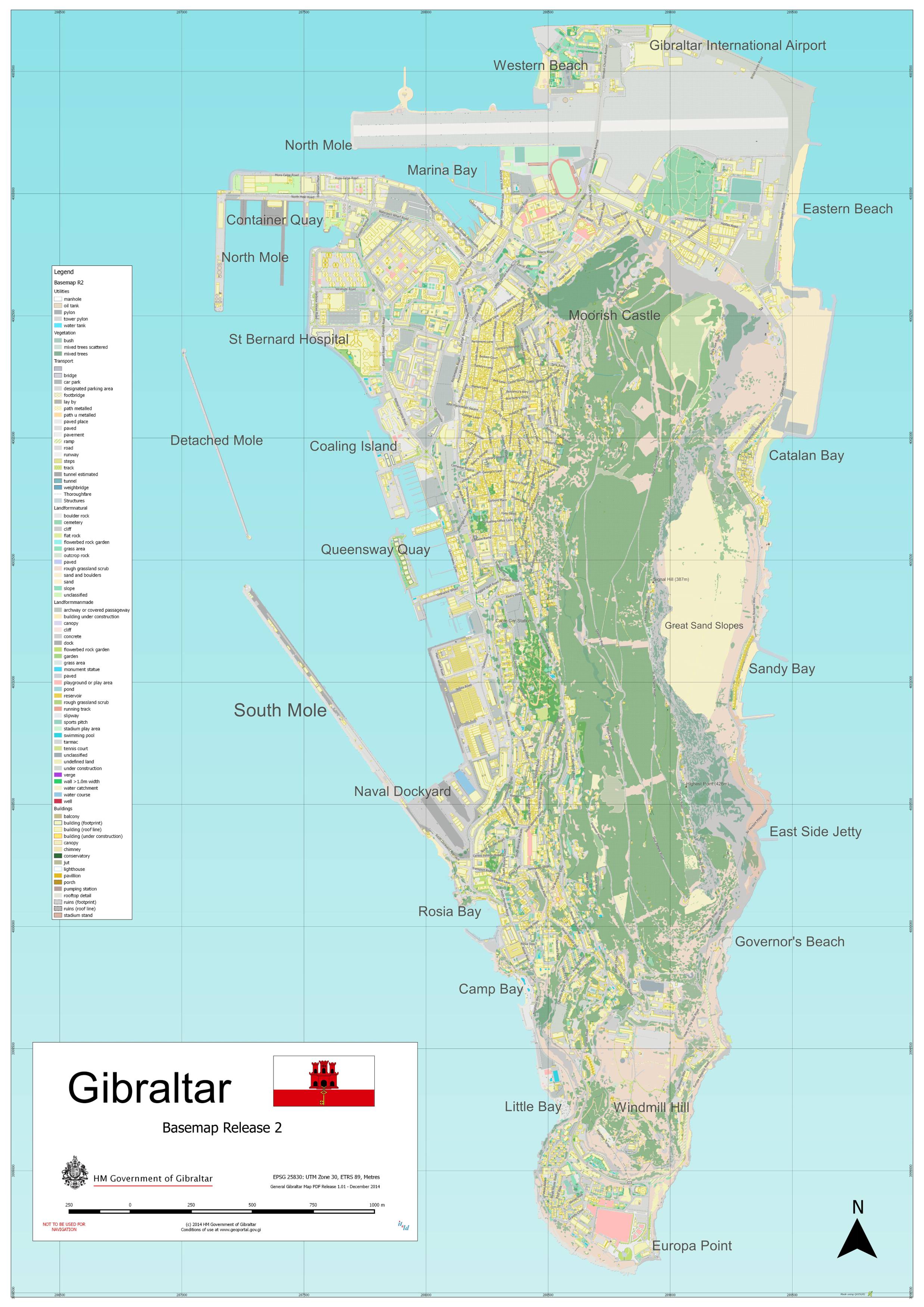 Carte détaillée de Gibraltar Carte détaillée de Gibraltar