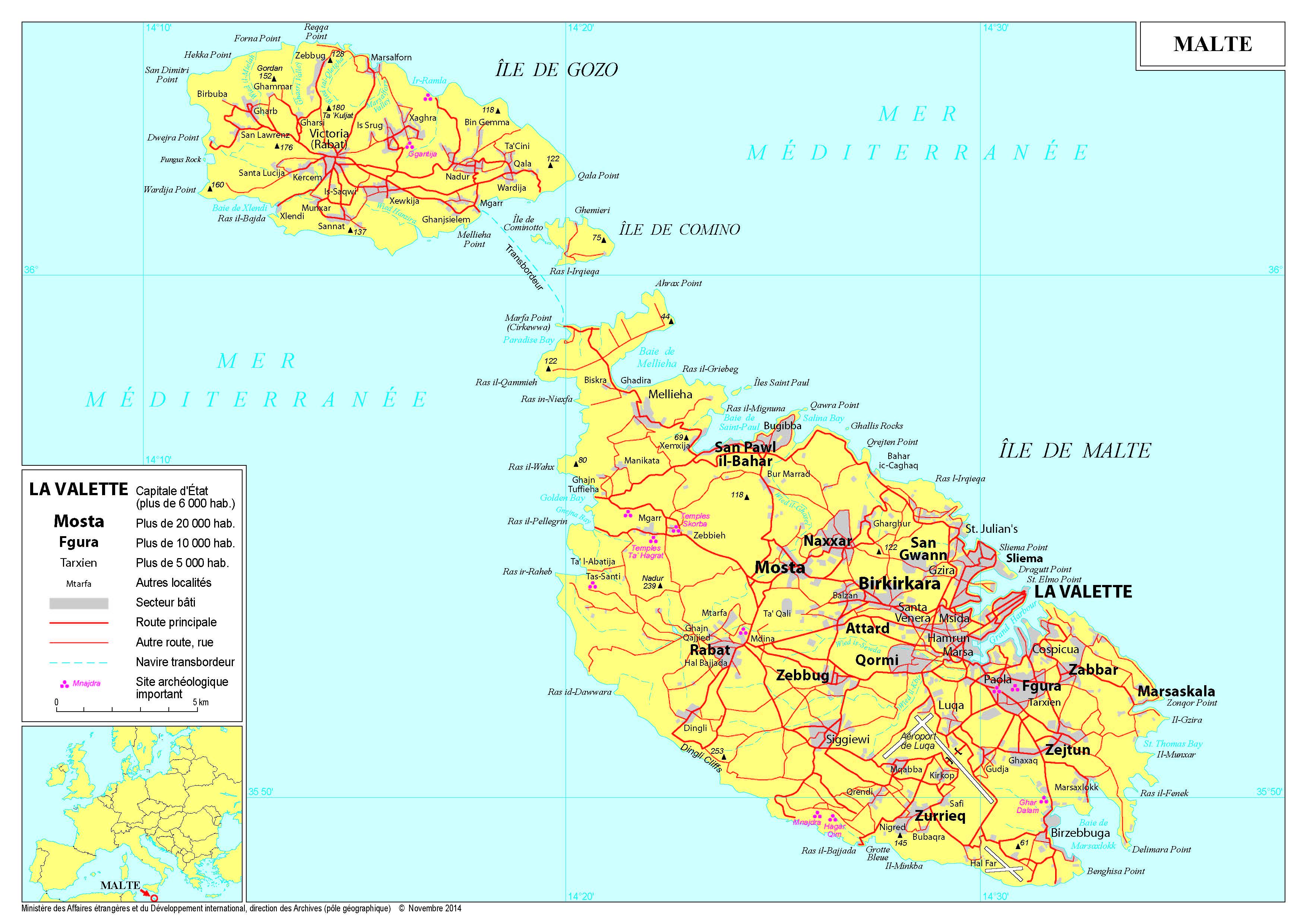 Carte de Malte détaillée