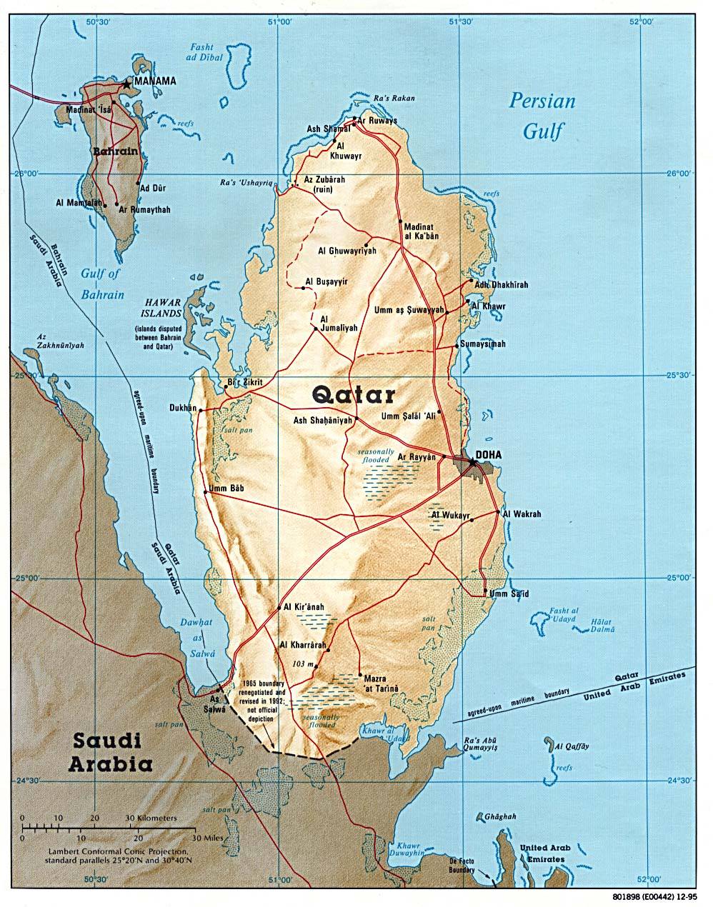 Carte détaillée du Qatar Carte détaillée du Qatar