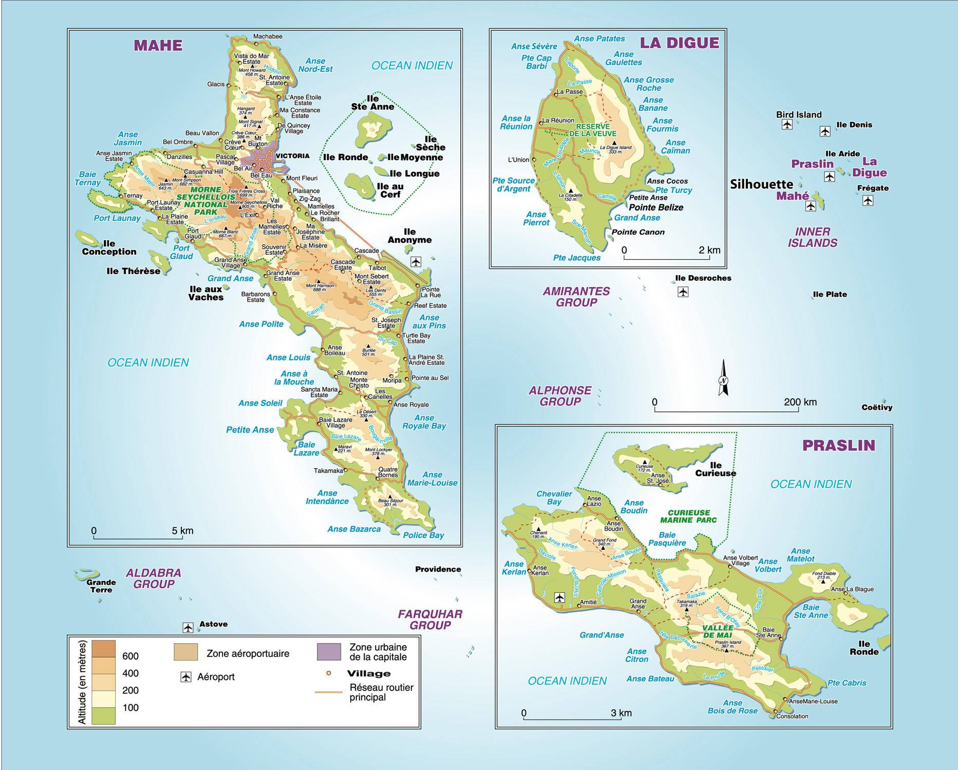 Carte des Seychelles Plusieurs cartes du pays connu pour ses plages de rêves